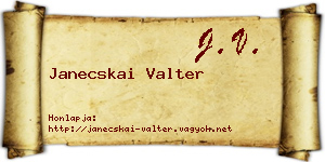 Janecskai Valter névjegykártya